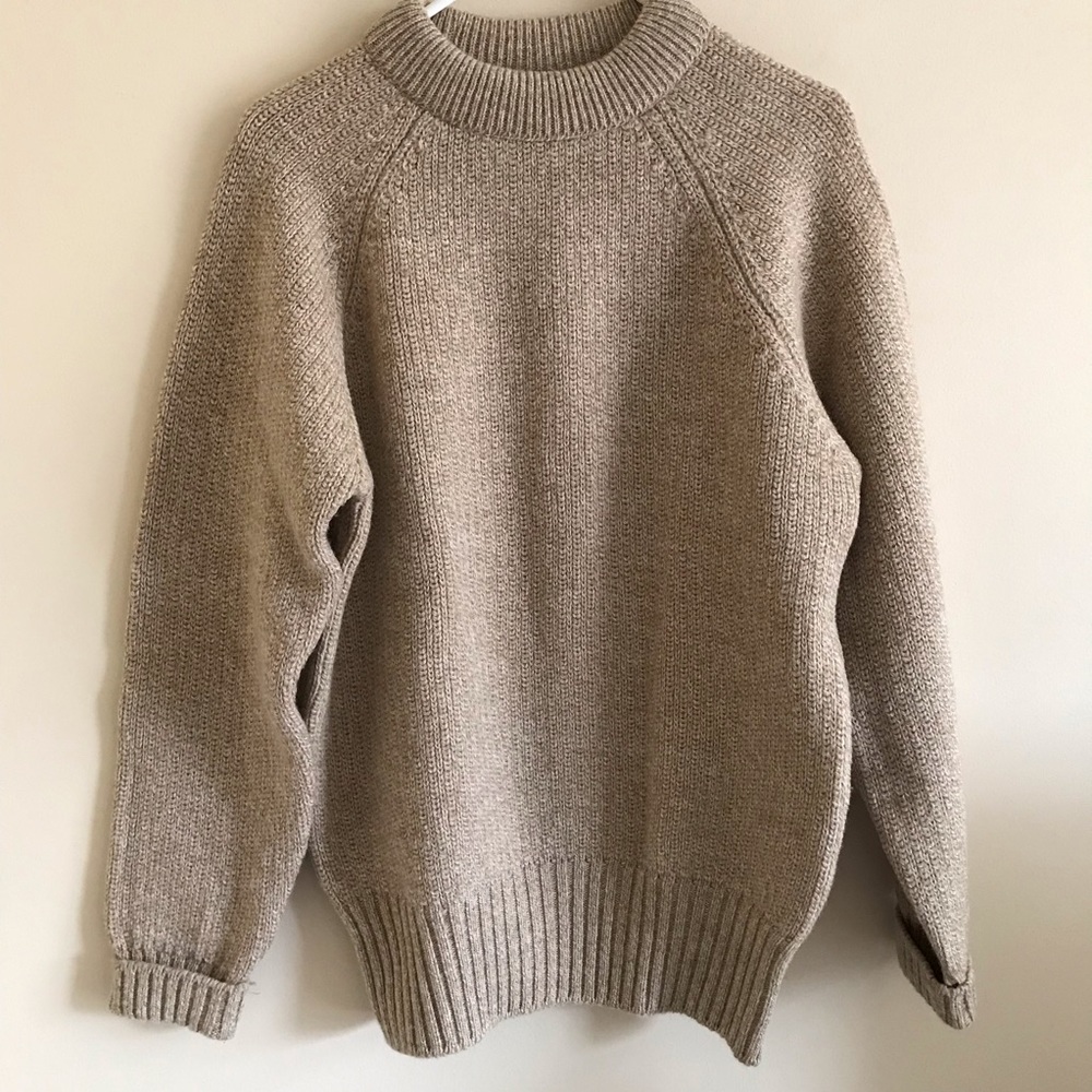 PENDLETON 1960s Vintage Shetland Virgin Wool US Made Tan Heavy Crewneck Sweater